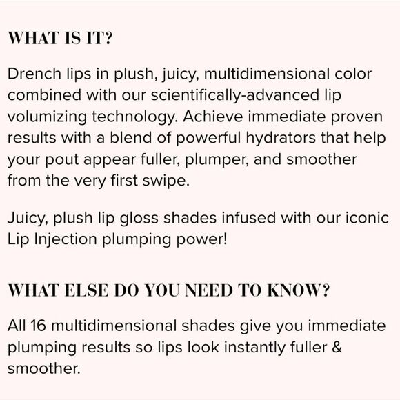 Too Faced Lip Injection Plumping Lip Gloss in Pretty Pony (Pink Glitter) - Picture 8 of 14